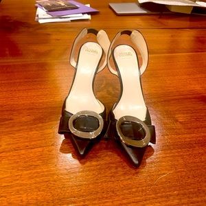 Frances Valentine black slip on heels. Size 6 1/2